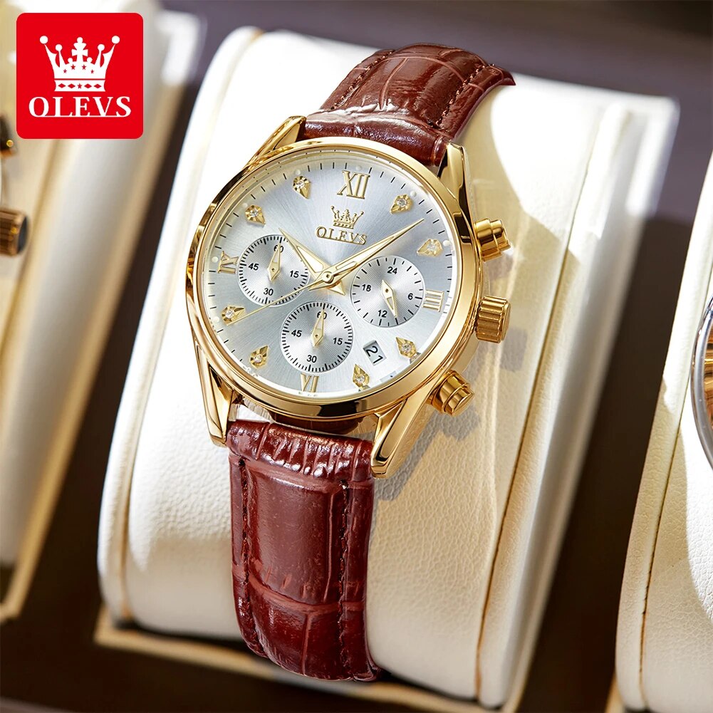 Luxury Watch Girl - OLEVS 5523 Women's Watches Leather Strap
