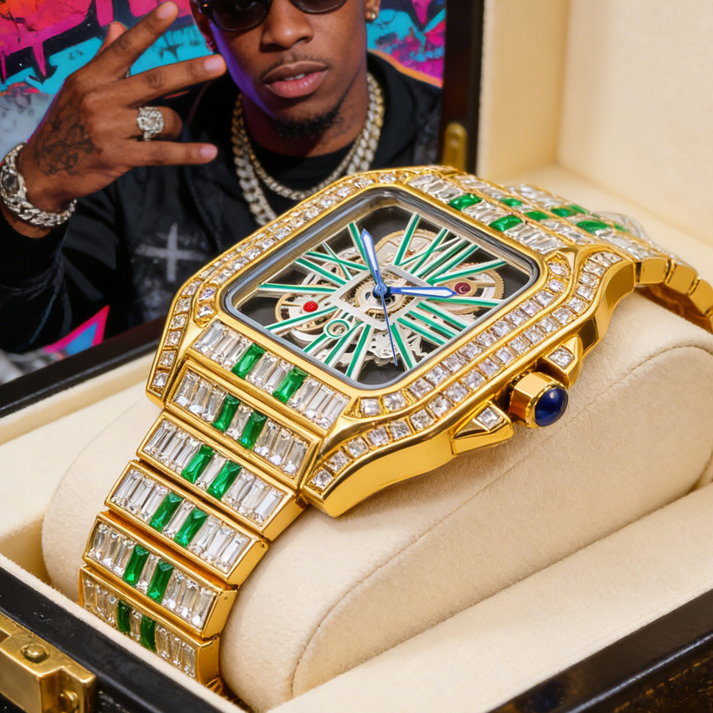 Luxury Watch Winder - Hollow Luxury Bling Quartz Wristwatch Man