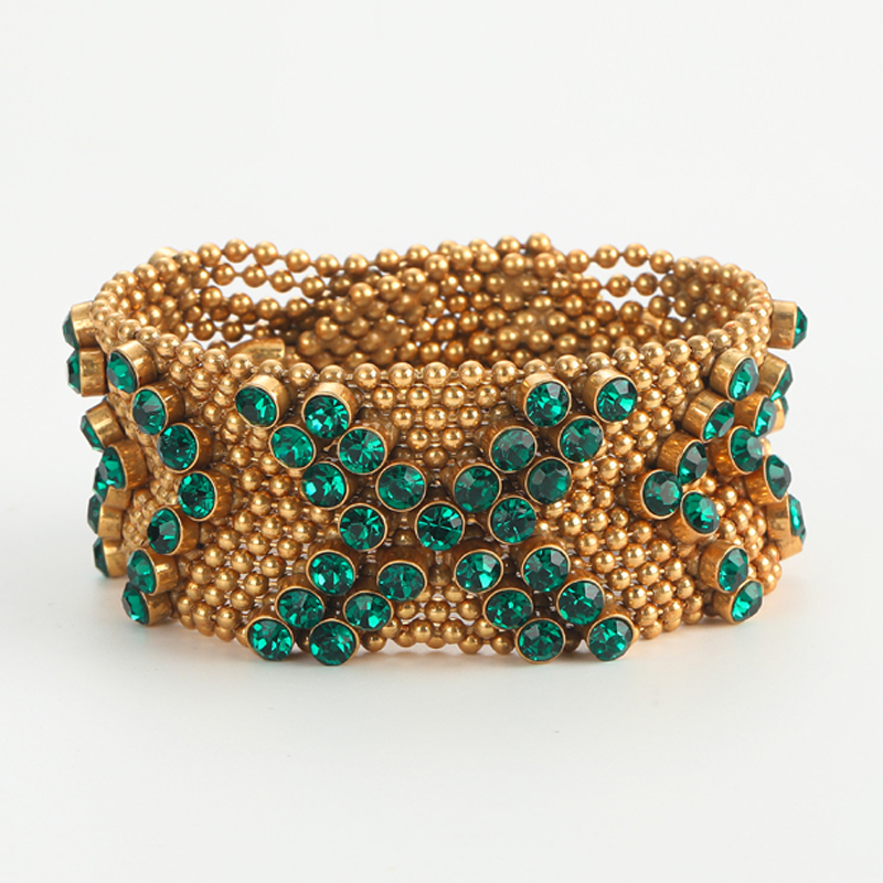 Vintage Green Rhinestone Brace - Luxury Watch Dubai review and price