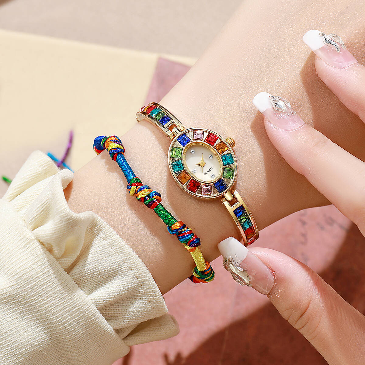 2PCS/Set Luxury Rhinestone Wom - Luxury Watch Girl review and price