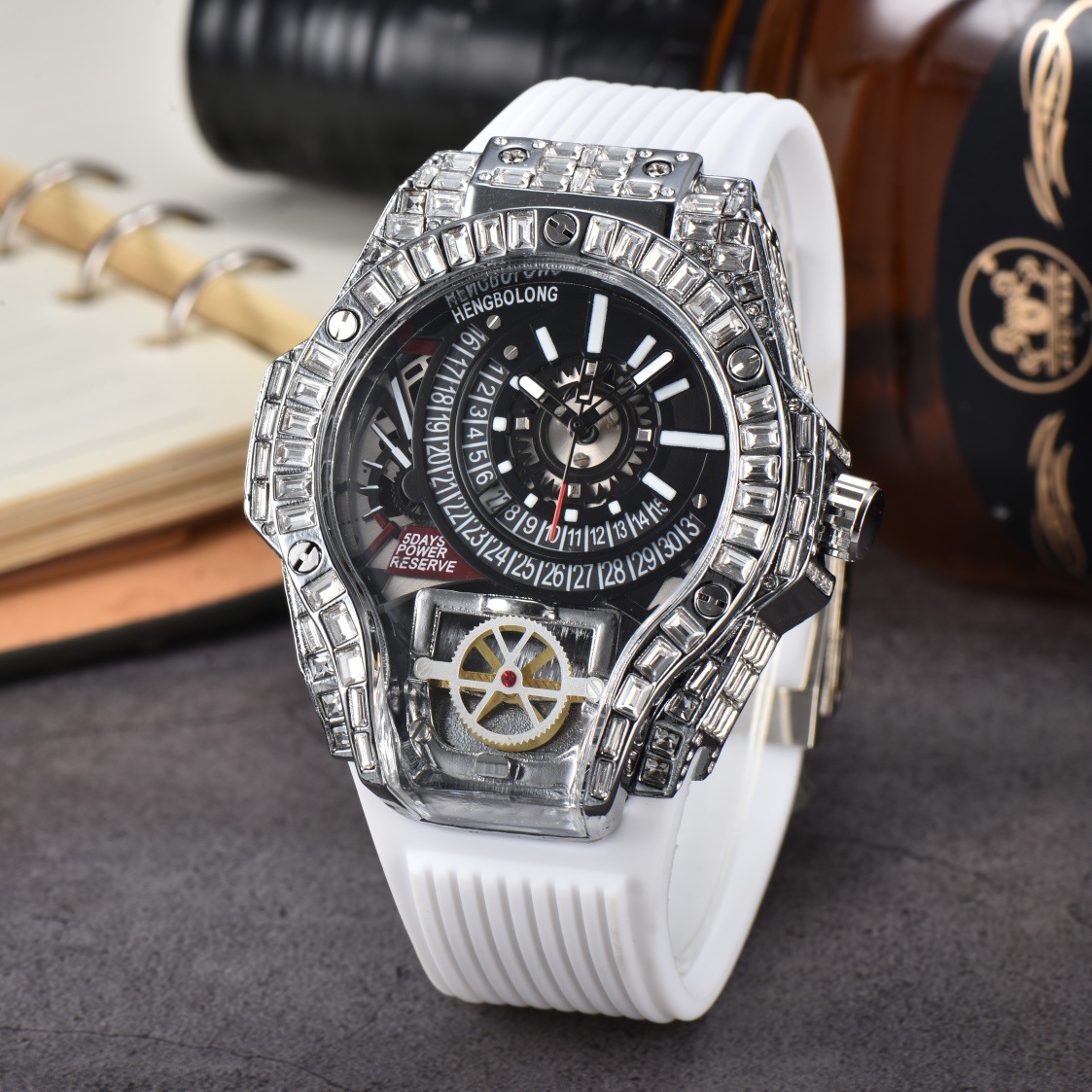 Full diamond Case Business Lux - Luxury Watch With Rubber Strap review and price