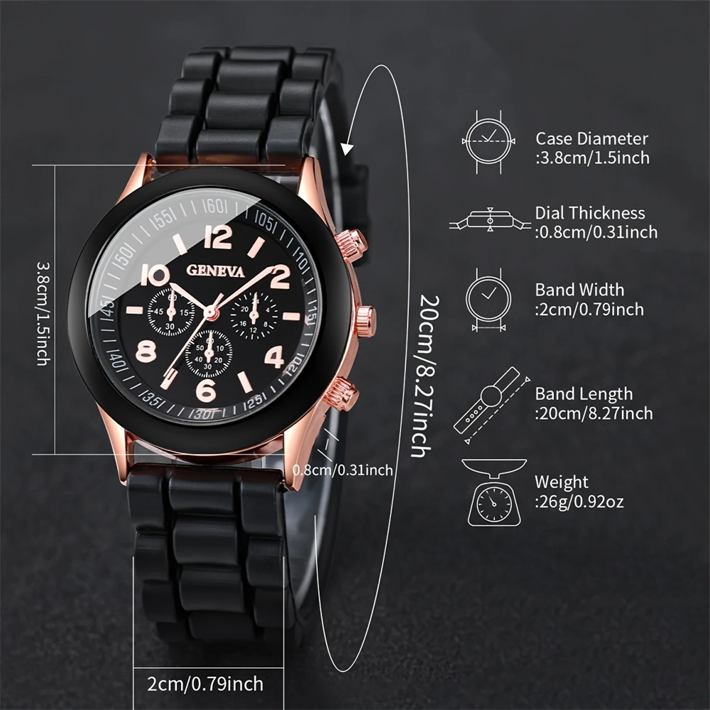 2Pcs Luxury Women's Watch Set  - Luxury Watch With Rubber Strap review and price